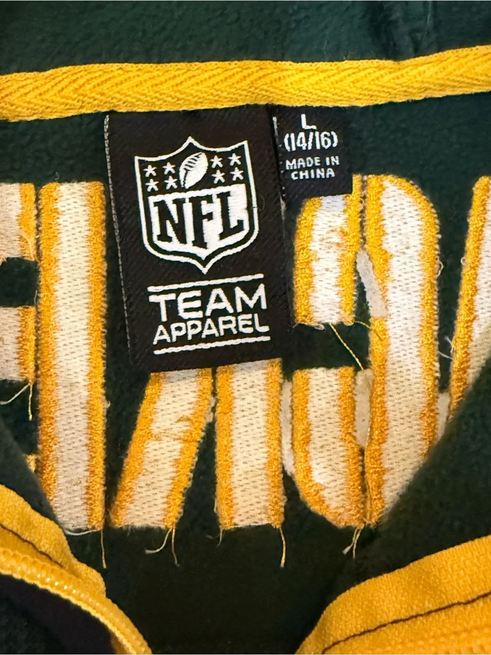 NFL Apparel Green Bay Packers Fleece Lined Woven 1/4 Zip Pullover Juniors Size L